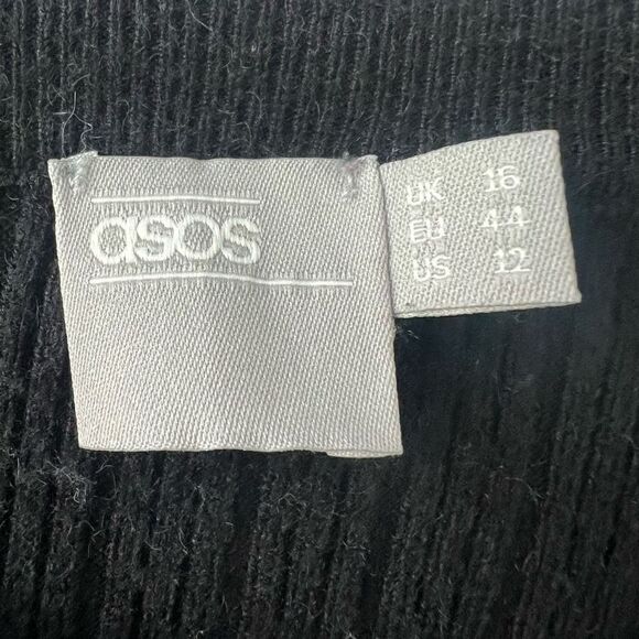 Asos Womens Black Ribbed Knit Crew Neck Sweater Size 12 - Picture 2 of 7